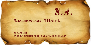 Maximovics Albert névjegykártya